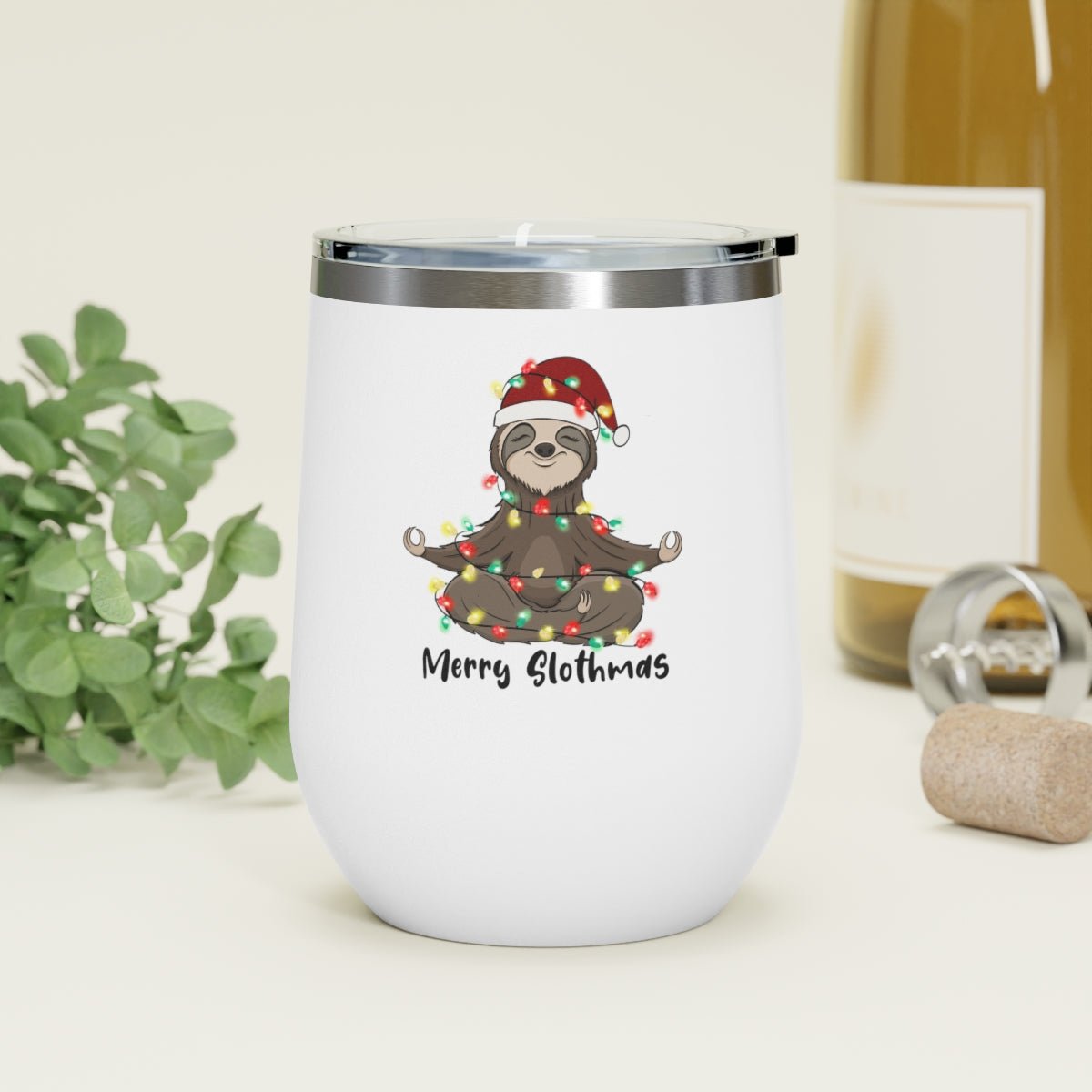 Merry Slothmas - Holiday 12oz Insulated Wine Tumbler - We Love Your Gift