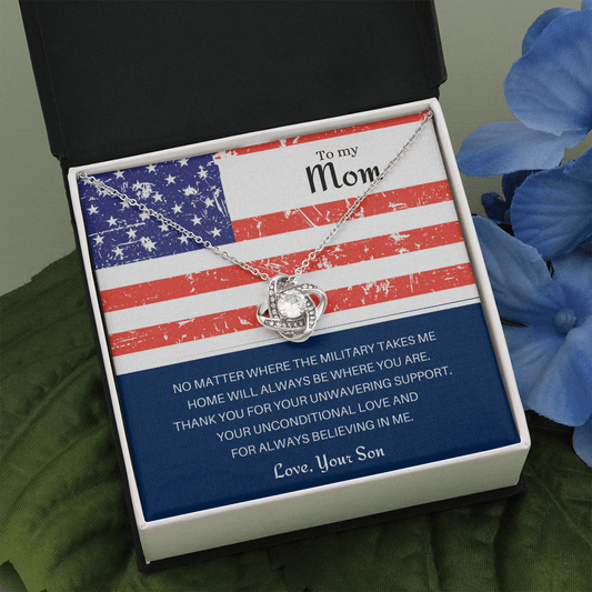 Military Son Gift for Mother's Day, Patriotic American Army, Navy, Air Force, Marines Gift Ideas, Mothers Day Necklace, Presents for Mom - We Love Your Gift