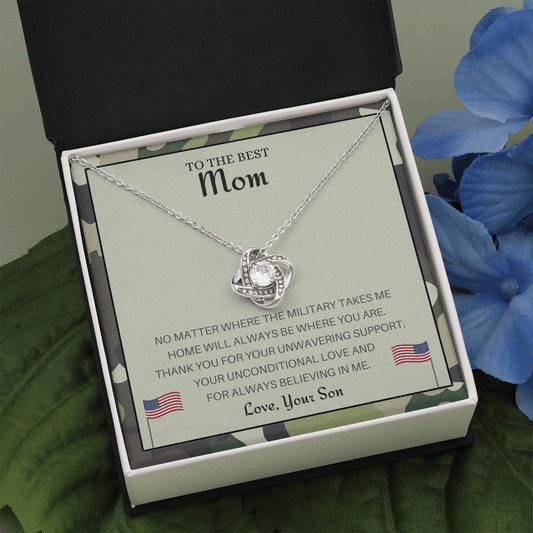 Military Son Gift for Mother's Day, Patriotic American Army Navy Air Force Marines Gift Ideas, Mothers Day Necklace, Presents Ideas for Mom - We Love Your Gift