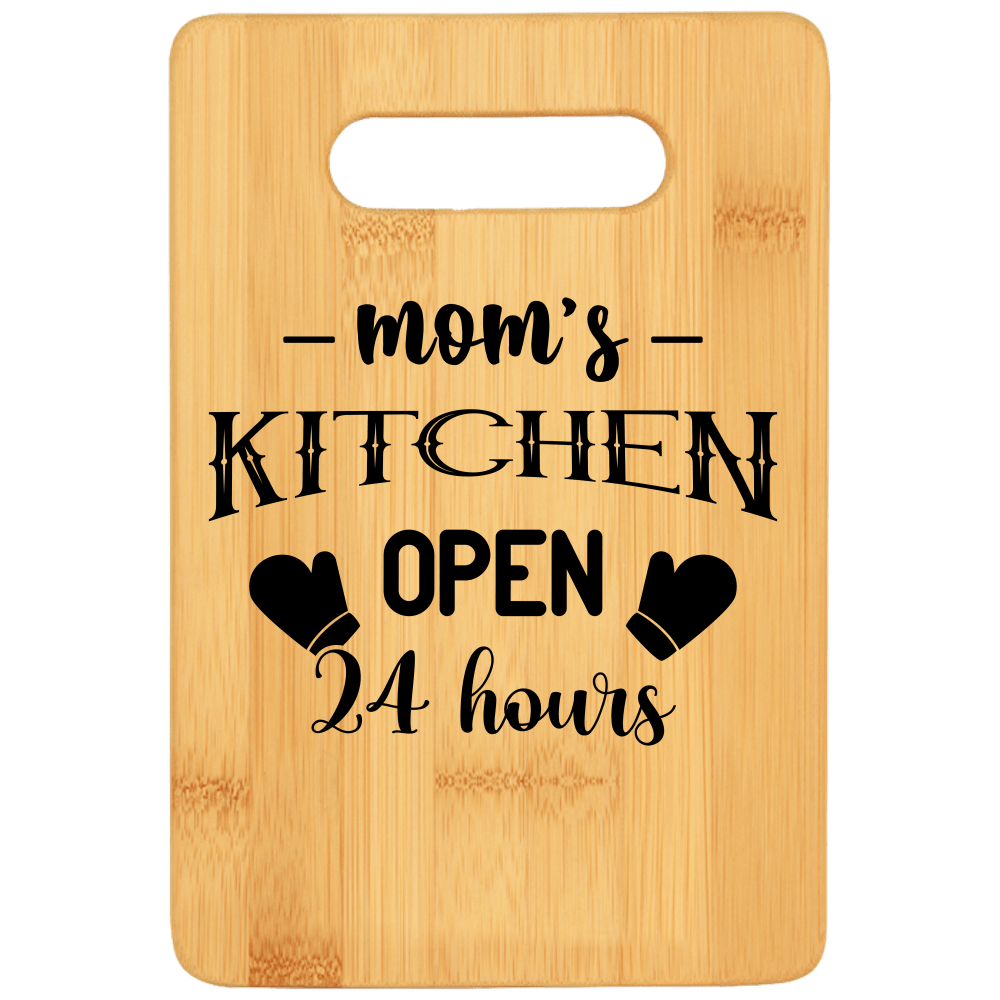 Mom's Kitchen Open 24 Hours Funny Stove Top Cutting Board with Handle v3 - We Love Your Gift