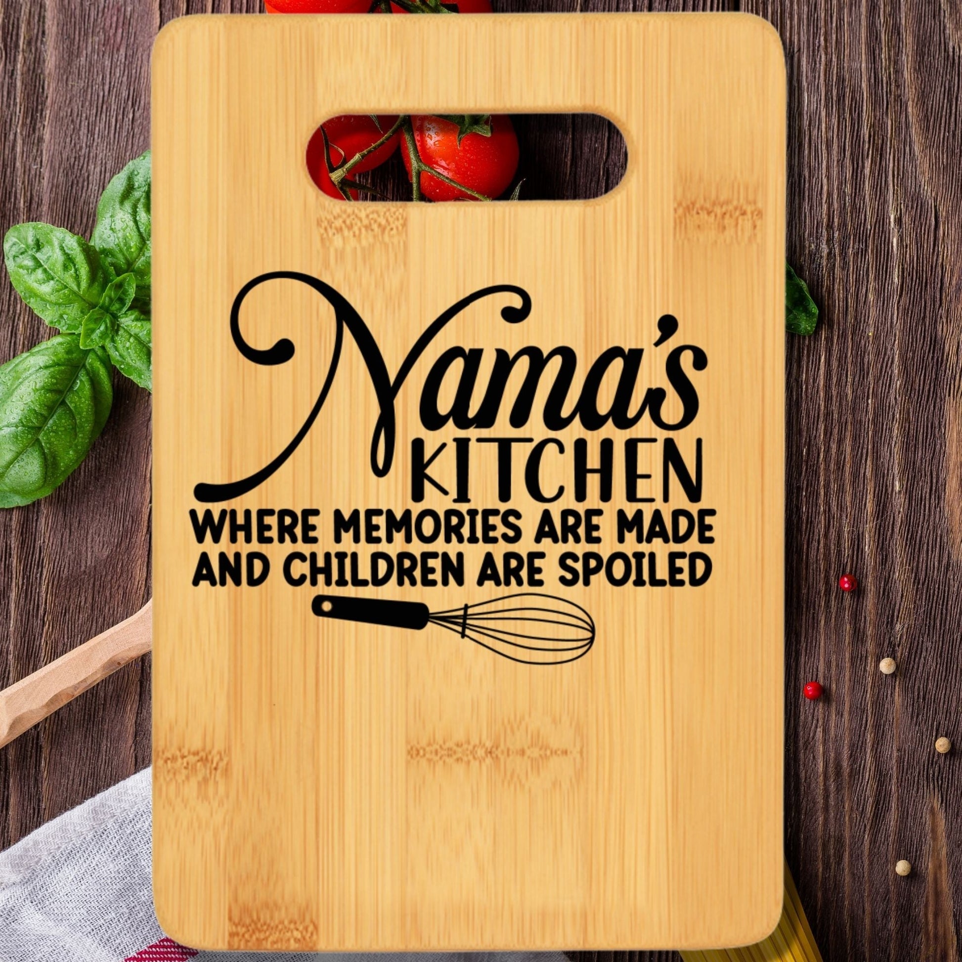 Nana's Kitchen Where Memories Are Made and Children Are Spoiled Cutting Board v2 - We Love Your Gift