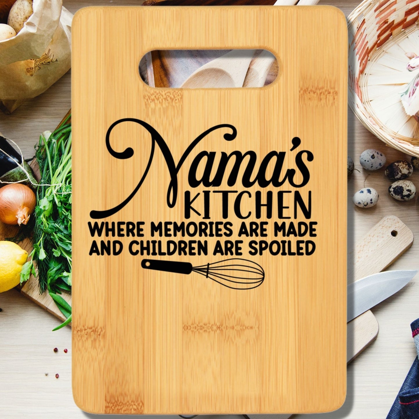 Nana's Kitchen Where Memories Are Made and Children Are Spoiled Cutting Board v2 - We Love Your Gift