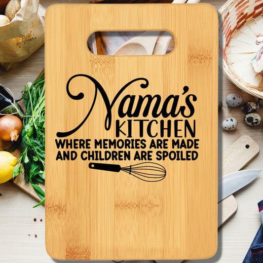 Nana's Kitchen Where Memories Are Made and Children Are Spoiled Cutting Board v2 - We Love Your Gift