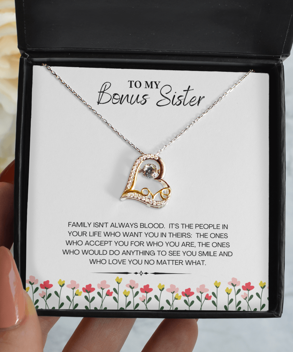 Necklace for Bonus Sister Gift with Custom Message Card - We Love Your Gift