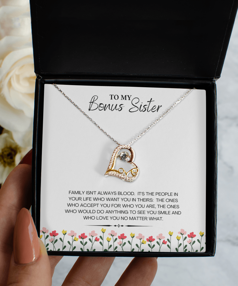 Necklace for Bonus Sister Gift with Custom Message Card - We Love Your Gift