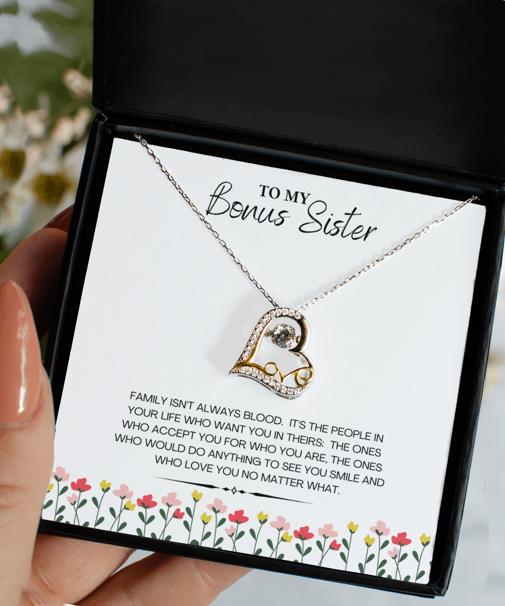 Necklace for Bonus Sister Gift with Custom Message Card - We Love Your Gift