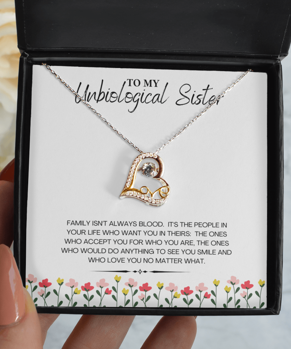 Necklace for Unbiological Sister Gift with Custom Message Card - We Love Your Gift