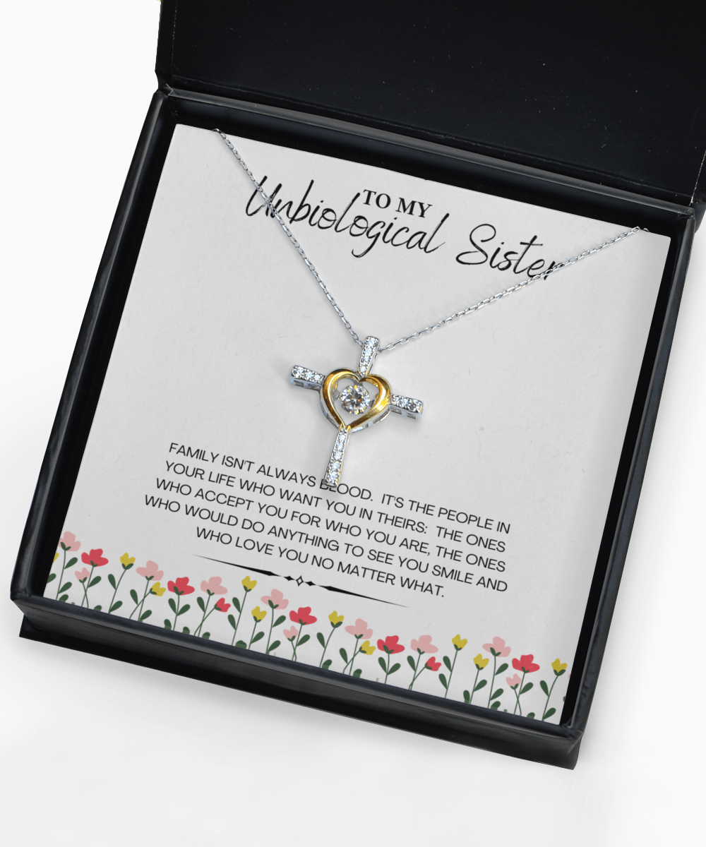 Necklace for Unbiological Sister Gift with Custom Message Card - We Love Your Gift