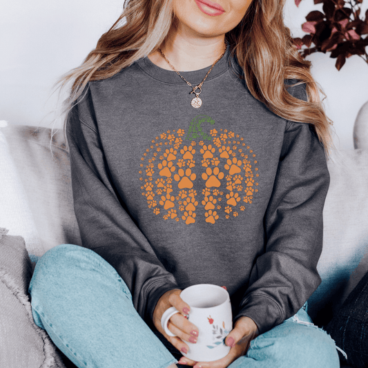 Paw Print Pumpkin Sweatshirt for Fall - We Love Your Gift