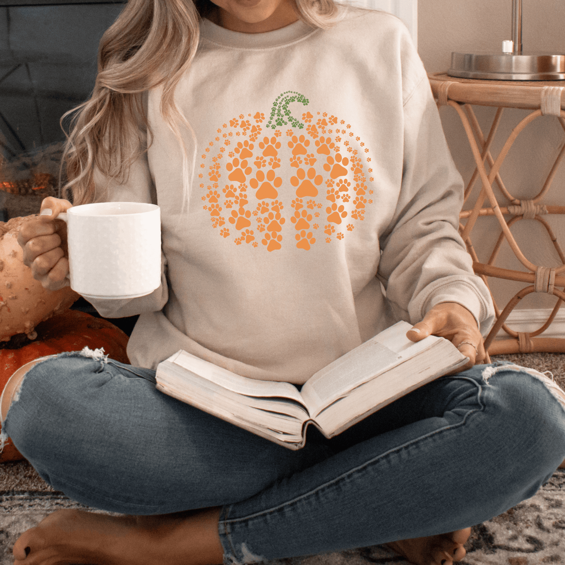 Paw Print Pumpkin Sweatshirt for Fall - We Love Your Gift