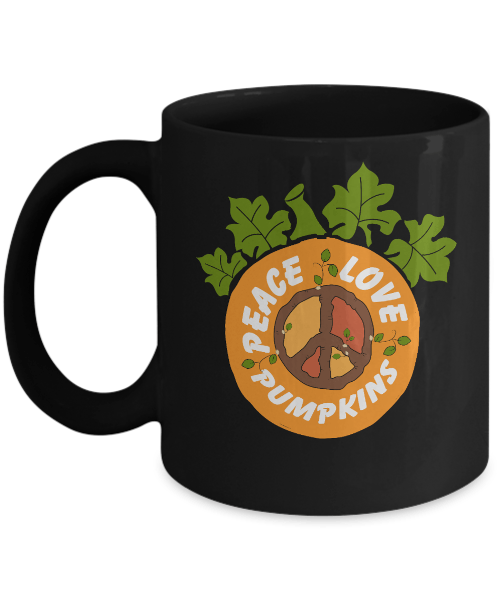 Peace Love Pumpkin Black Mug - We Love Your Gift