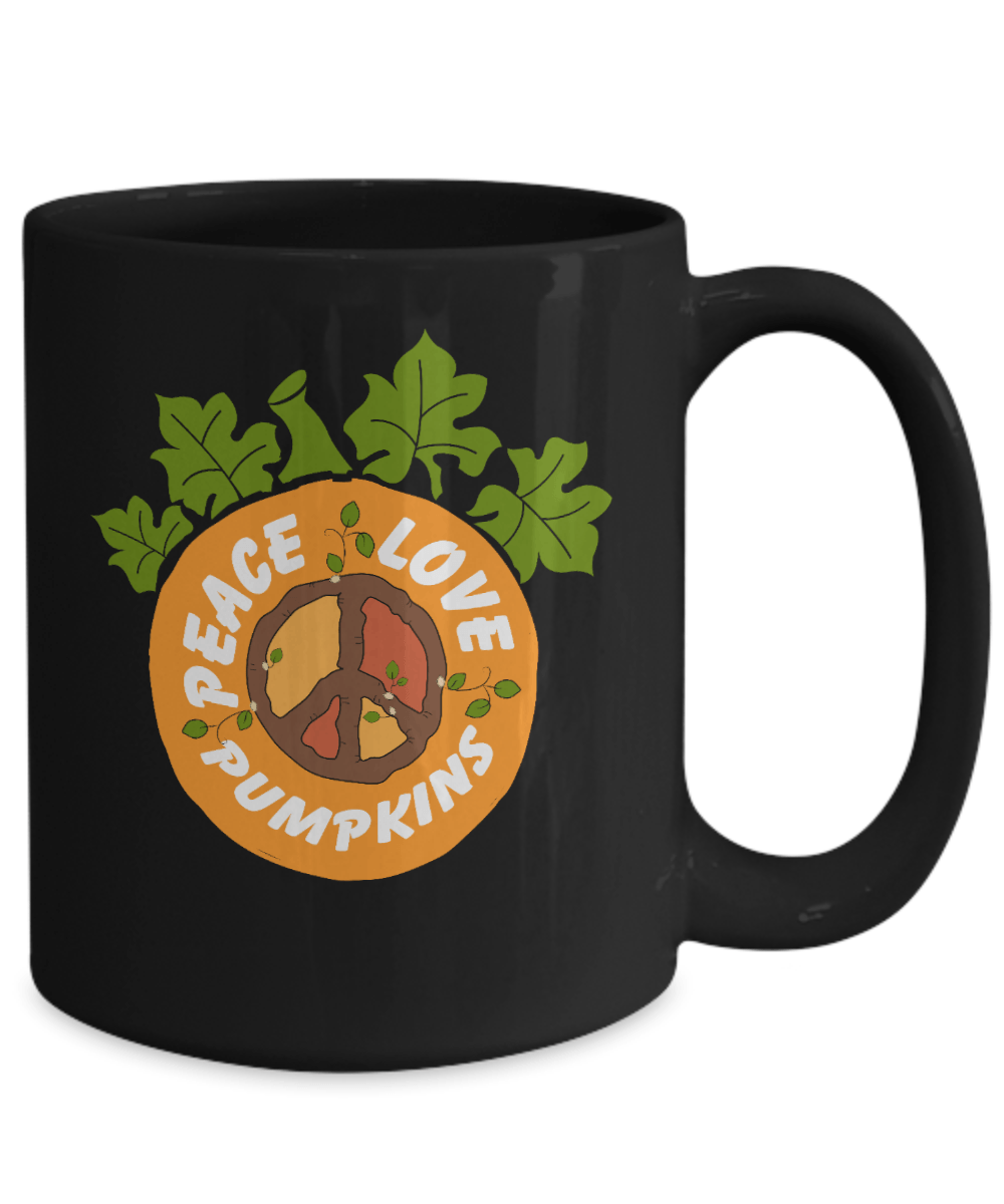 Peace Love Pumpkin Black Mug - We Love Your Gift