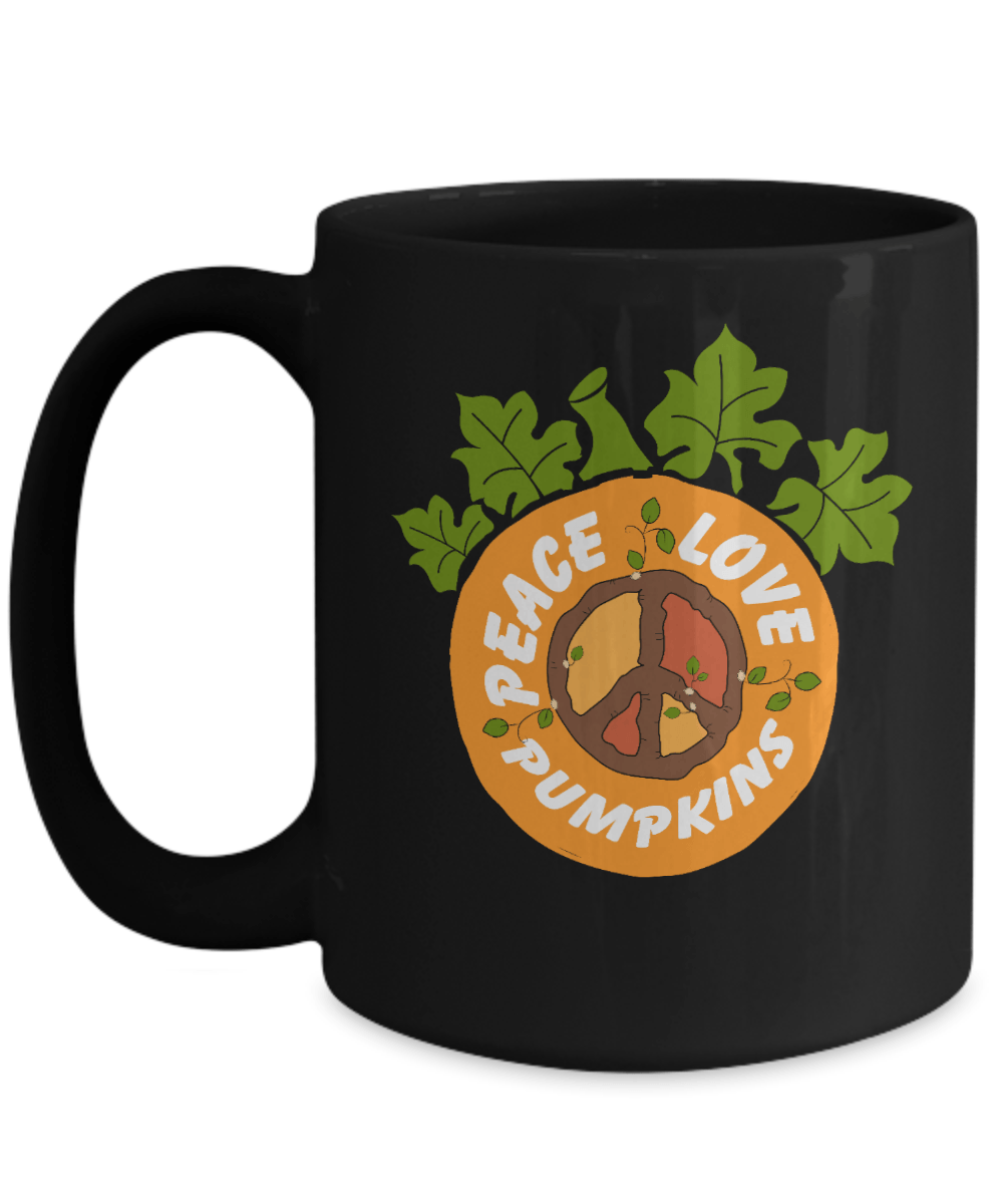 Peace Love Pumpkin Black Mug - We Love Your Gift