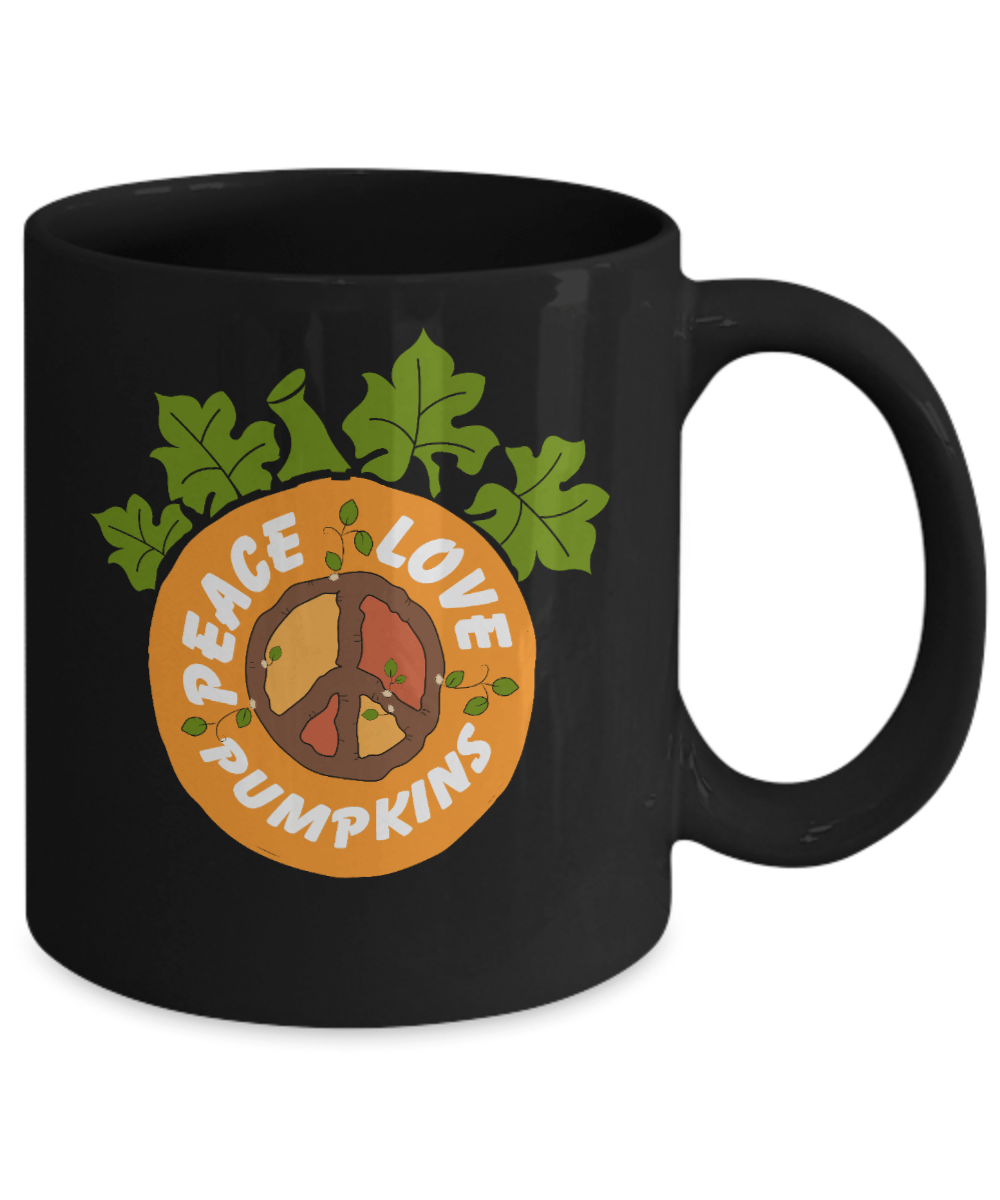 Peace Love Pumpkin Black Mug - We Love Your Gift