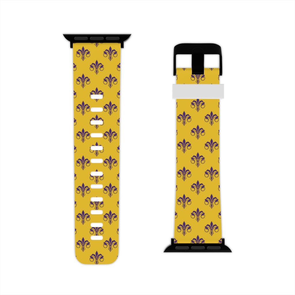 Purple & Gold Fleur De Lis Apple Watch Band - We Love Your Gift