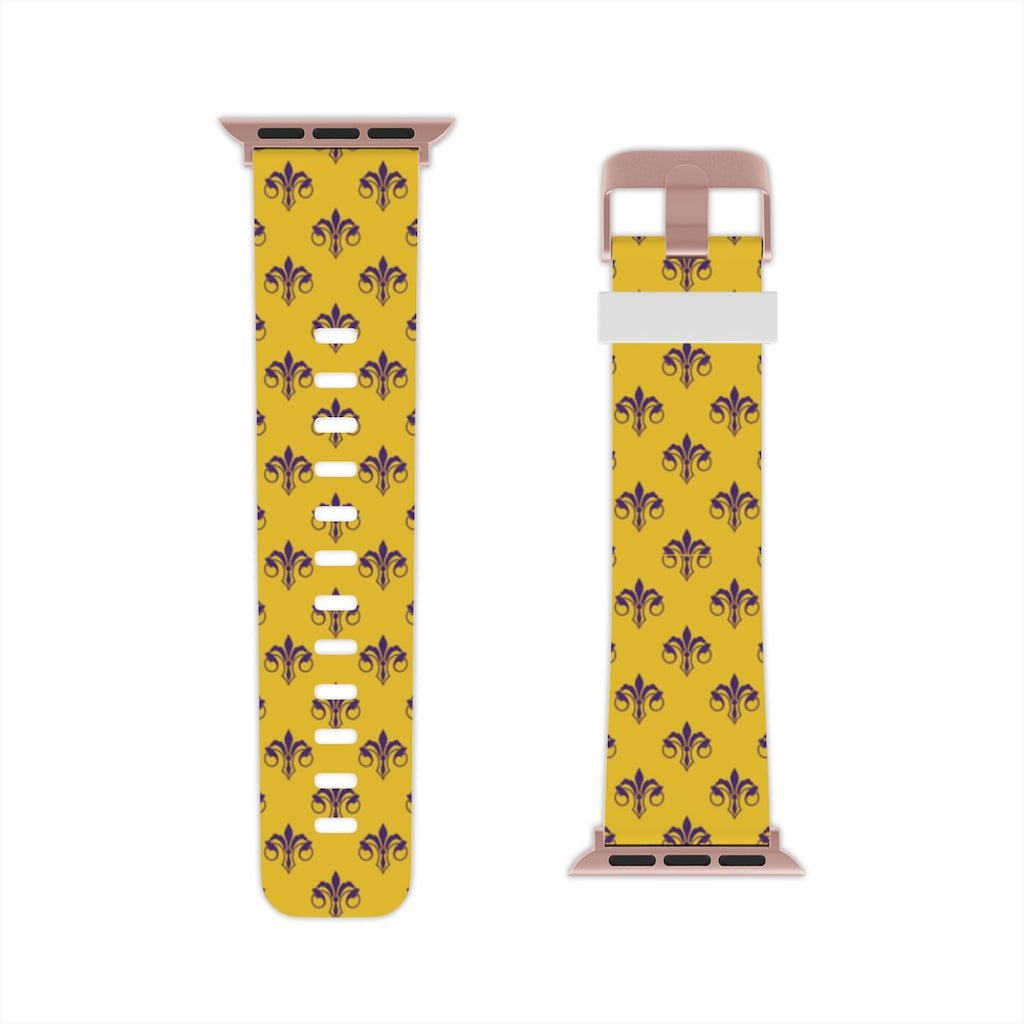 Purple & Gold Fleur De Lis Apple Watch Band - We Love Your Gift