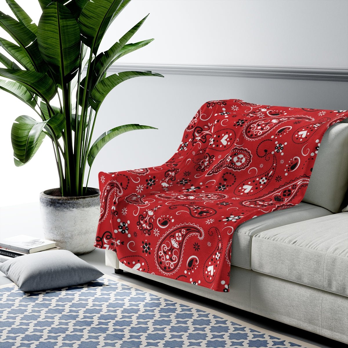 Red Bandana Velveteen Plush Blanket - Super Soft, Warm & Cozy - We Love Your Gift