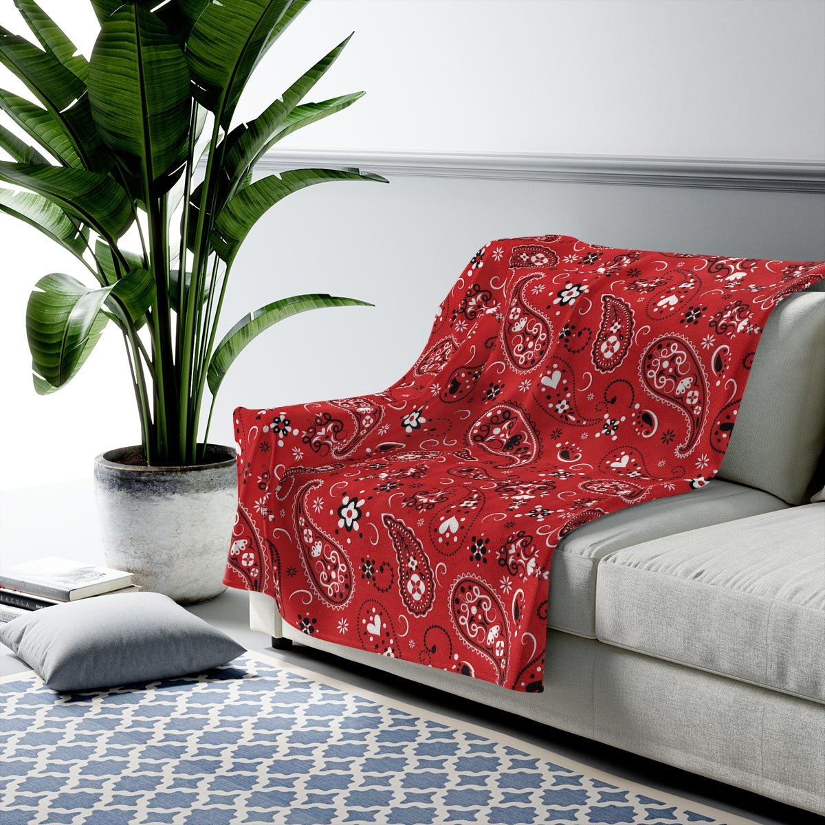 Red Bandana Velveteen Plush Blanket - Super Soft, Warm & Cozy - We Love Your Gift