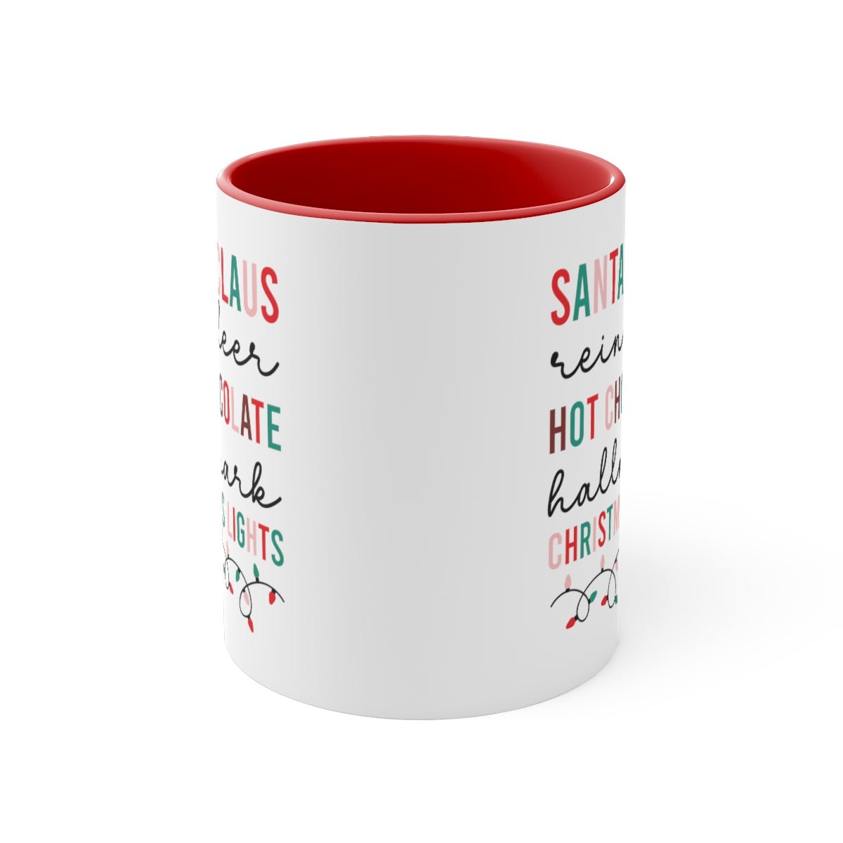 Santa Claus Reindeer Hot Chocolate Hallmark Christmas Lights - Color Handled Funny Mug - We Love Your Gift