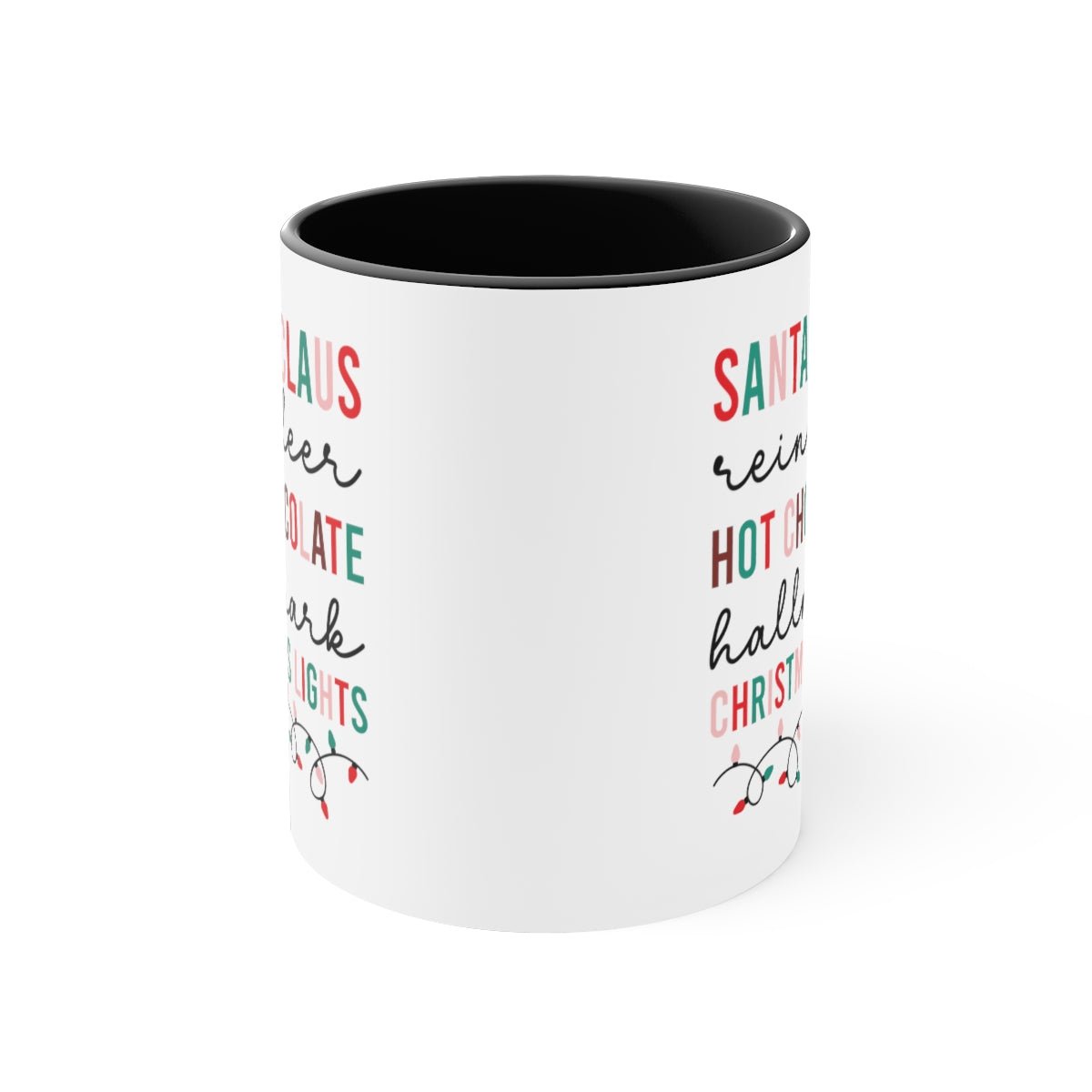Santa Claus Reindeer Hot Chocolate Hallmark Christmas Lights - Color Handled Funny Mug - We Love Your Gift