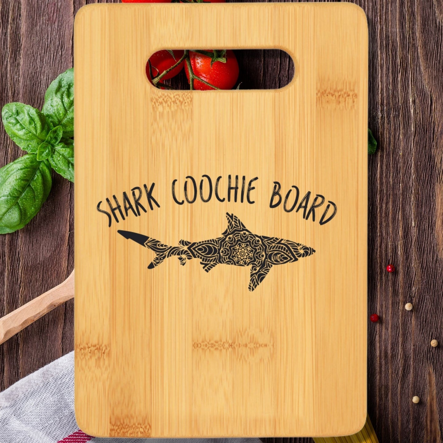 Shark Coochie Board Cutting Board with Handle v2 - We Love Your Gift