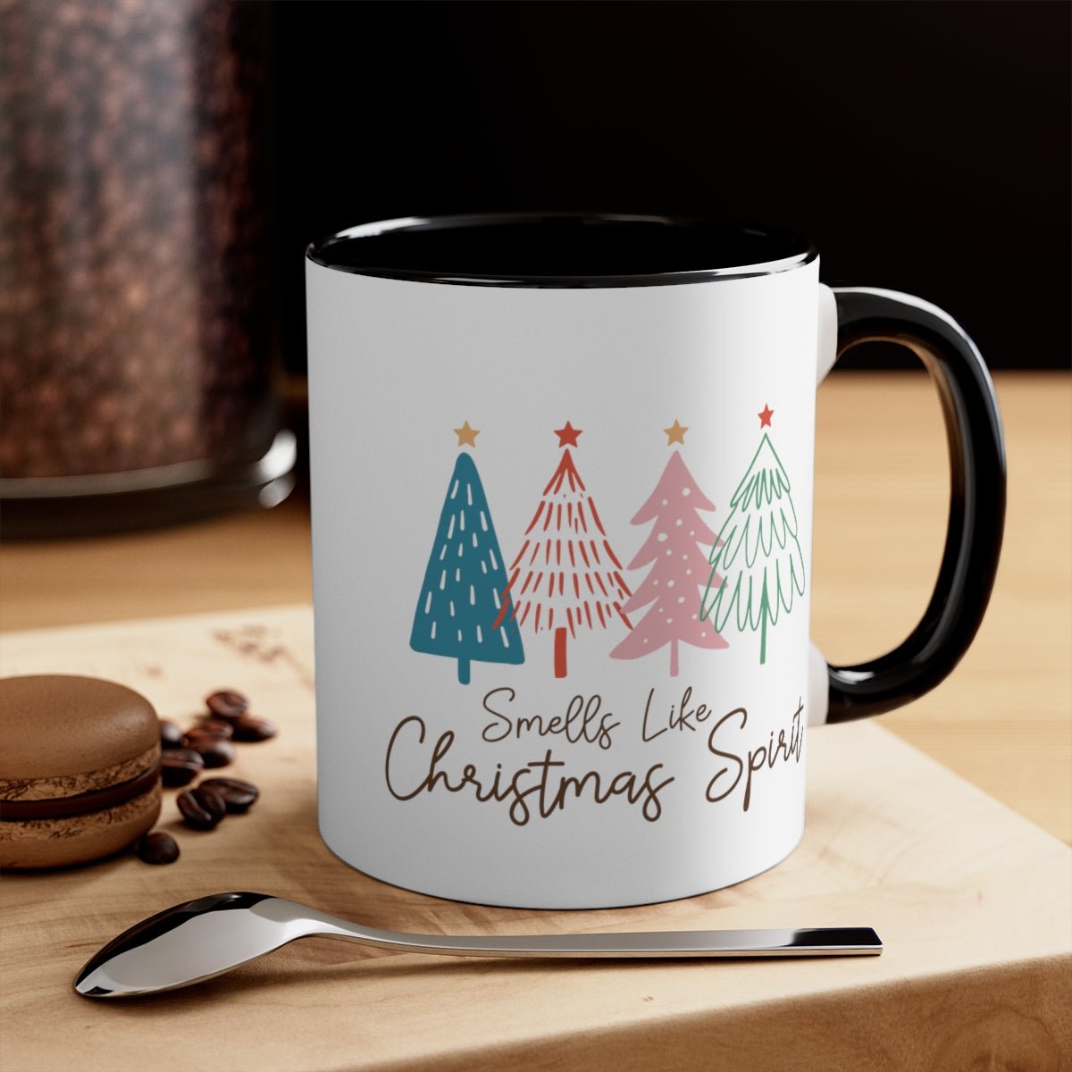 Smells Like Christmas Spirit - Color Handled Funny Mug - We Love Your Gift