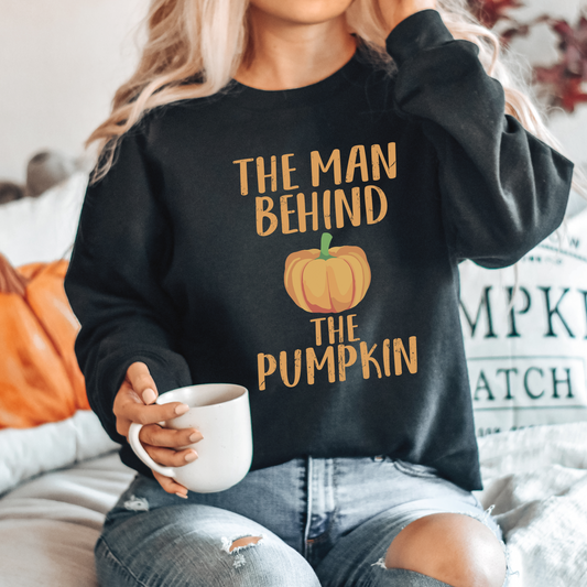 The Man Behind the Pumpkin Sweatshirt Print for Fall