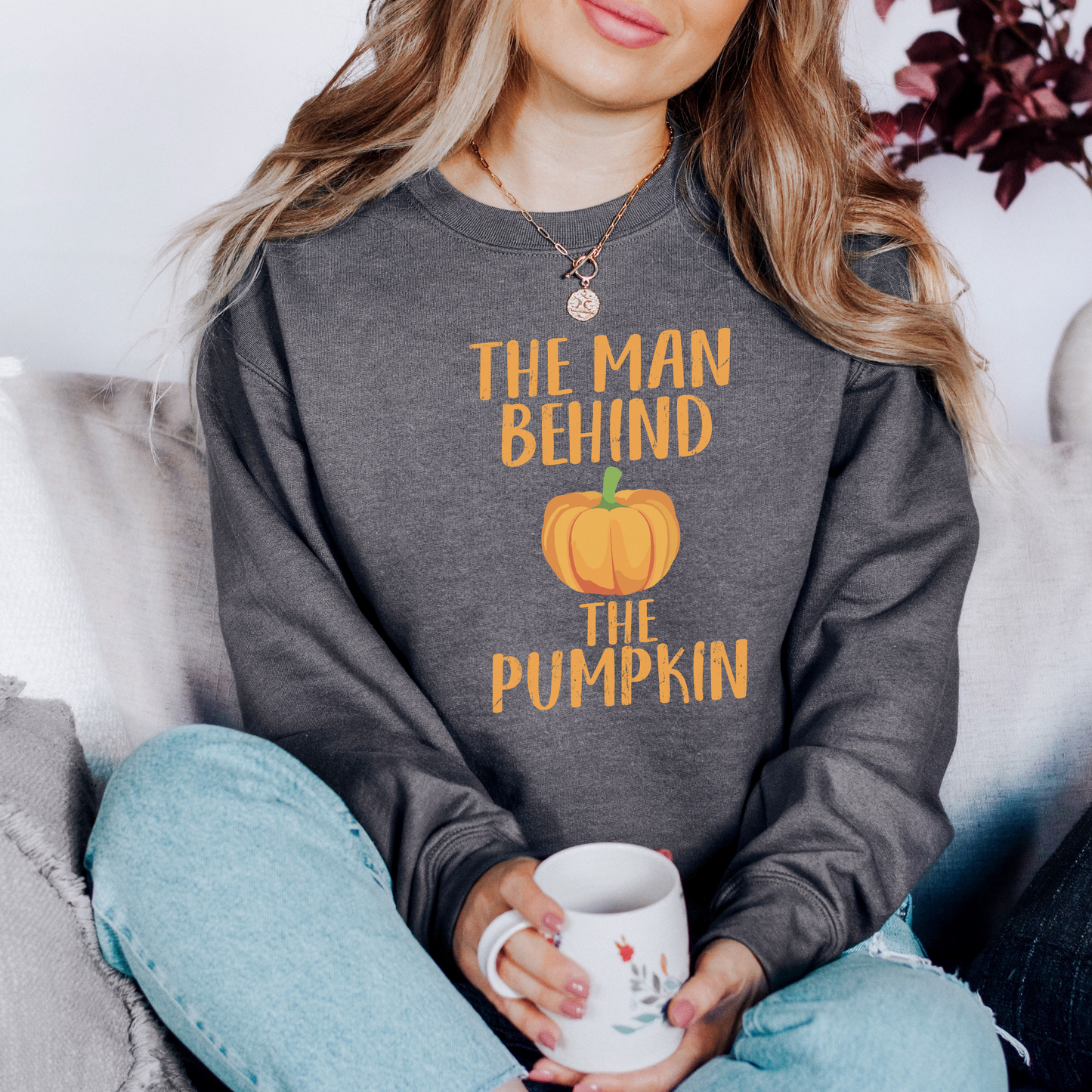 The Man Behind the Pumpkin Sweatshirt Print for Fall