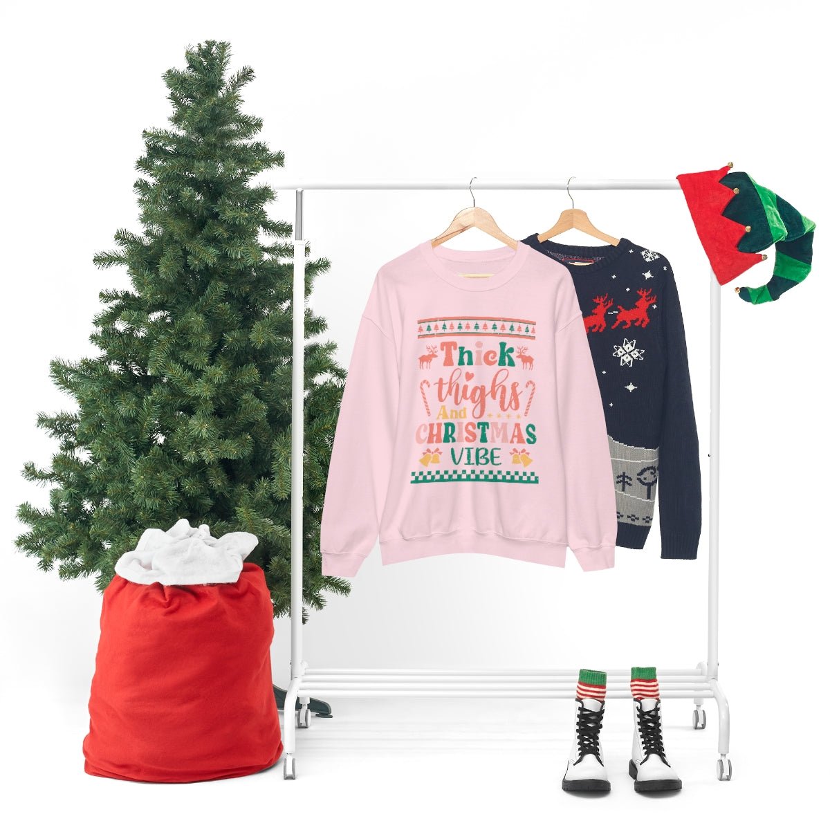 Thick Thighs & Christmas Vibe Ugly Christmas Sweater - We Love Your Gift