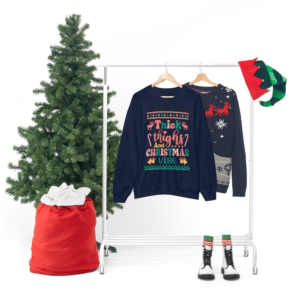 Thick Thighs & Christmas Vibe Ugly Christmas Sweater - We Love Your Gift