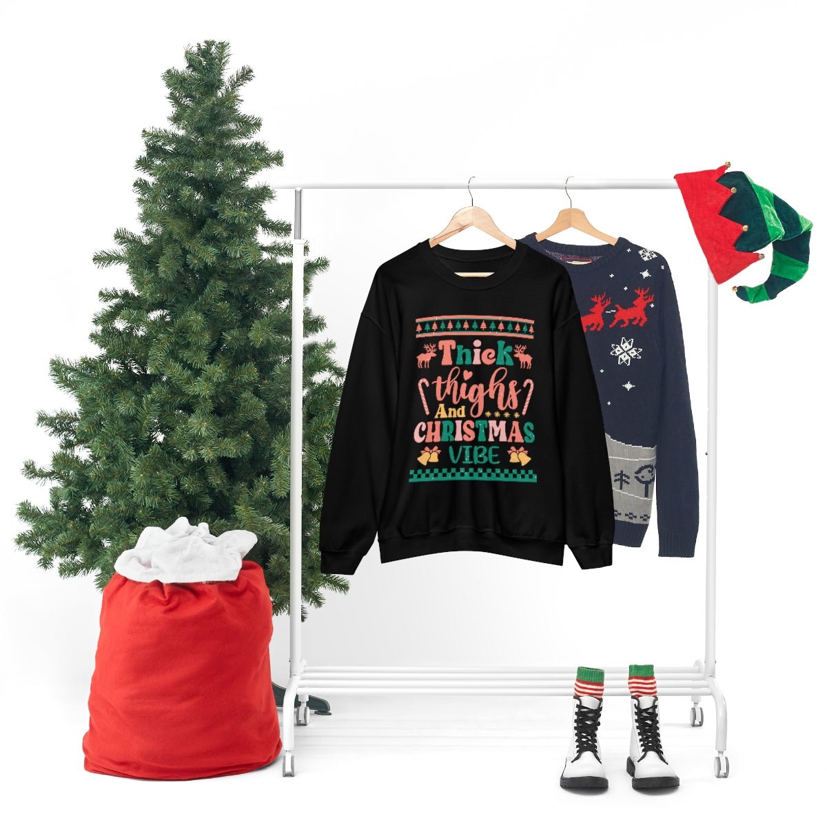 Thick Thighs & Christmas Vibe Ugly Christmas Sweater - We Love Your Gift