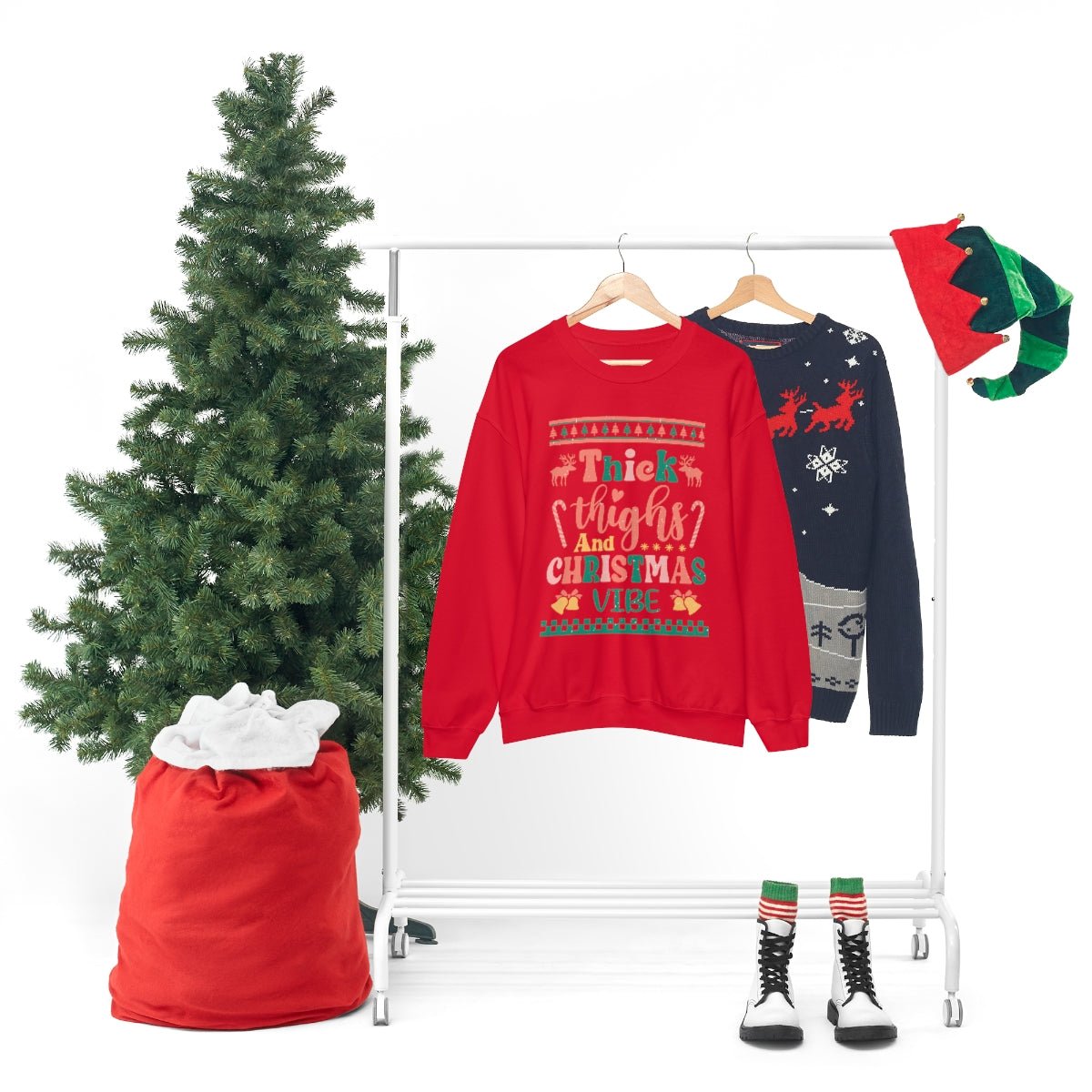 Thick Thighs & Christmas Vibe Ugly Christmas Sweater - We Love Your Gift