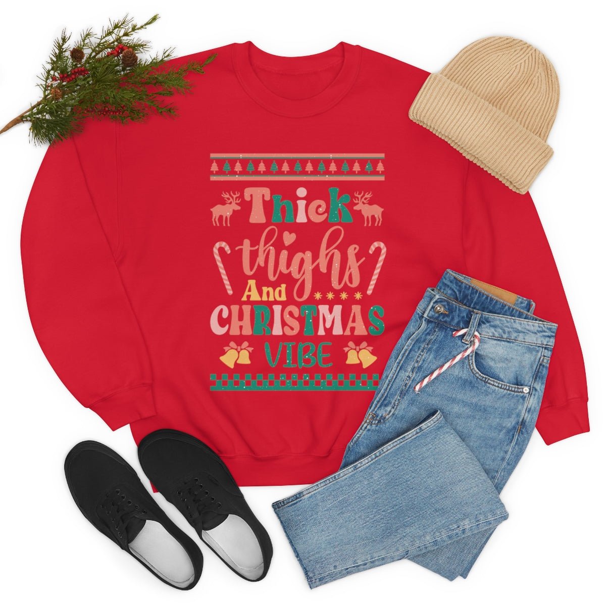 Thick Thighs & Christmas Vibe Ugly Christmas Sweater - We Love Your Gift