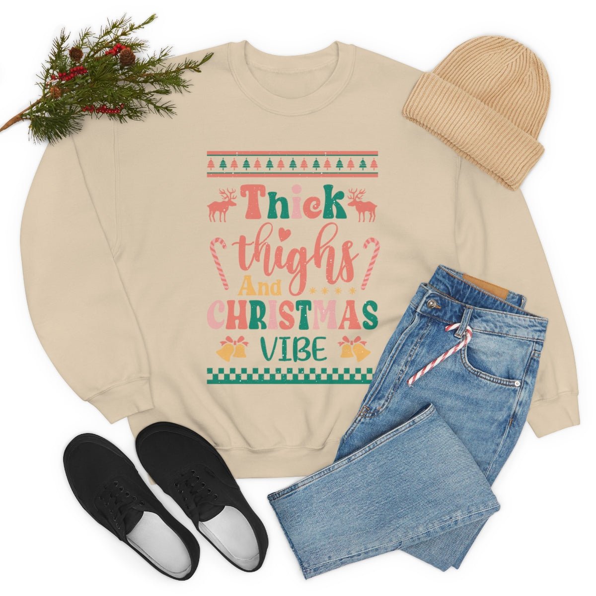 Thick Thighs & Christmas Vibe Ugly Christmas Sweater - We Love Your Gift