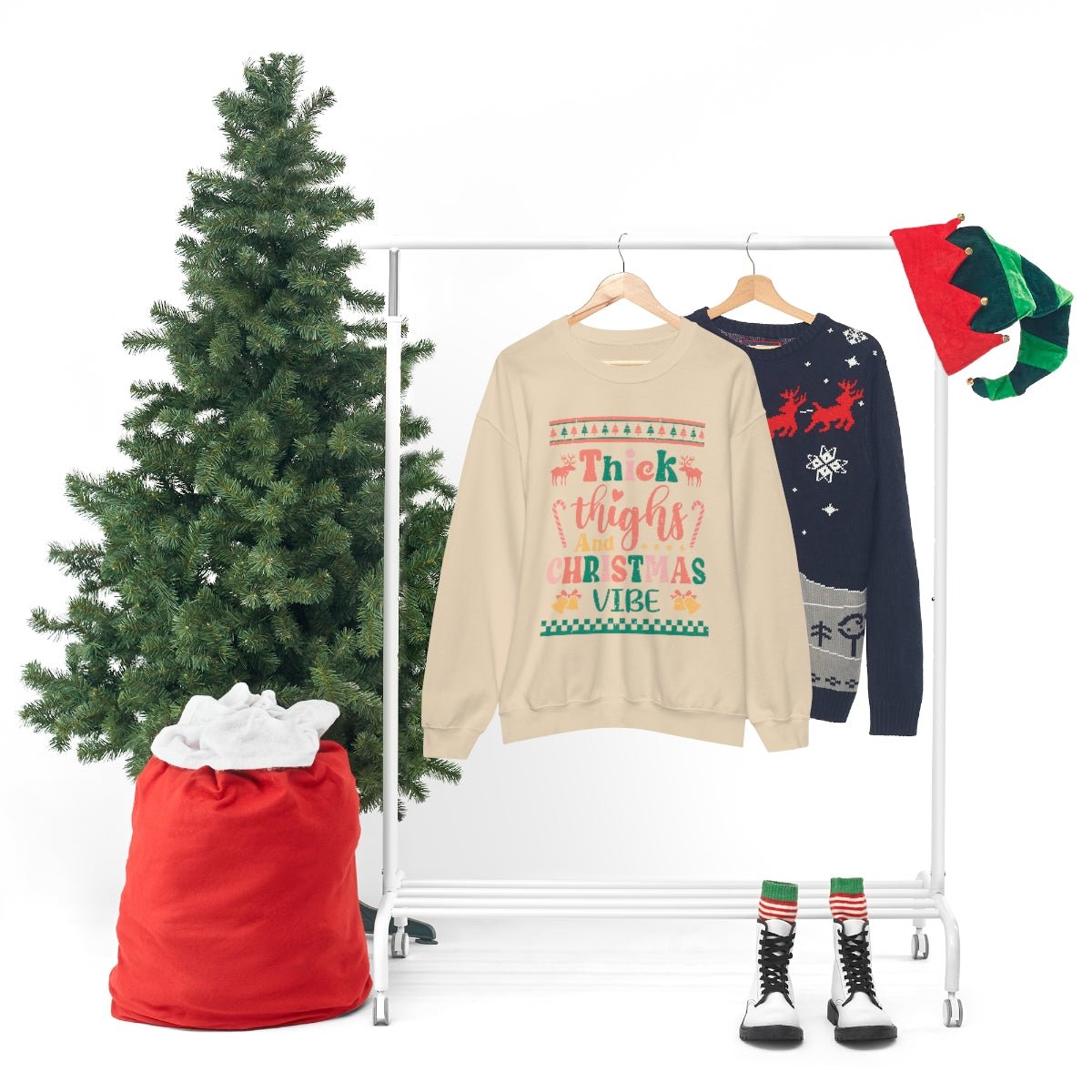 Thick Thighs & Christmas Vibe Ugly Christmas Sweater - We Love Your Gift