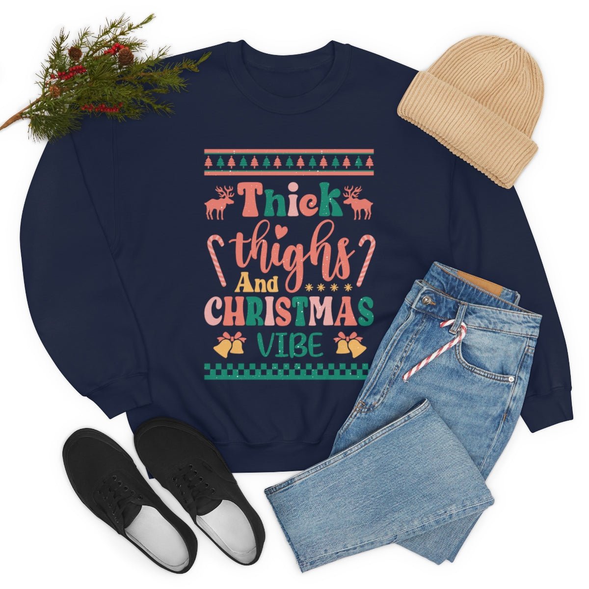 Thick Thighs & Christmas Vibe Ugly Christmas Sweater - We Love Your Gift