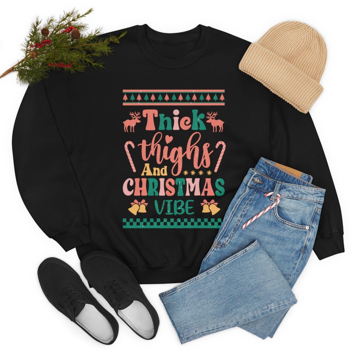 Thick Thighs & Christmas Vibe Ugly Christmas Sweater - We Love Your Gift