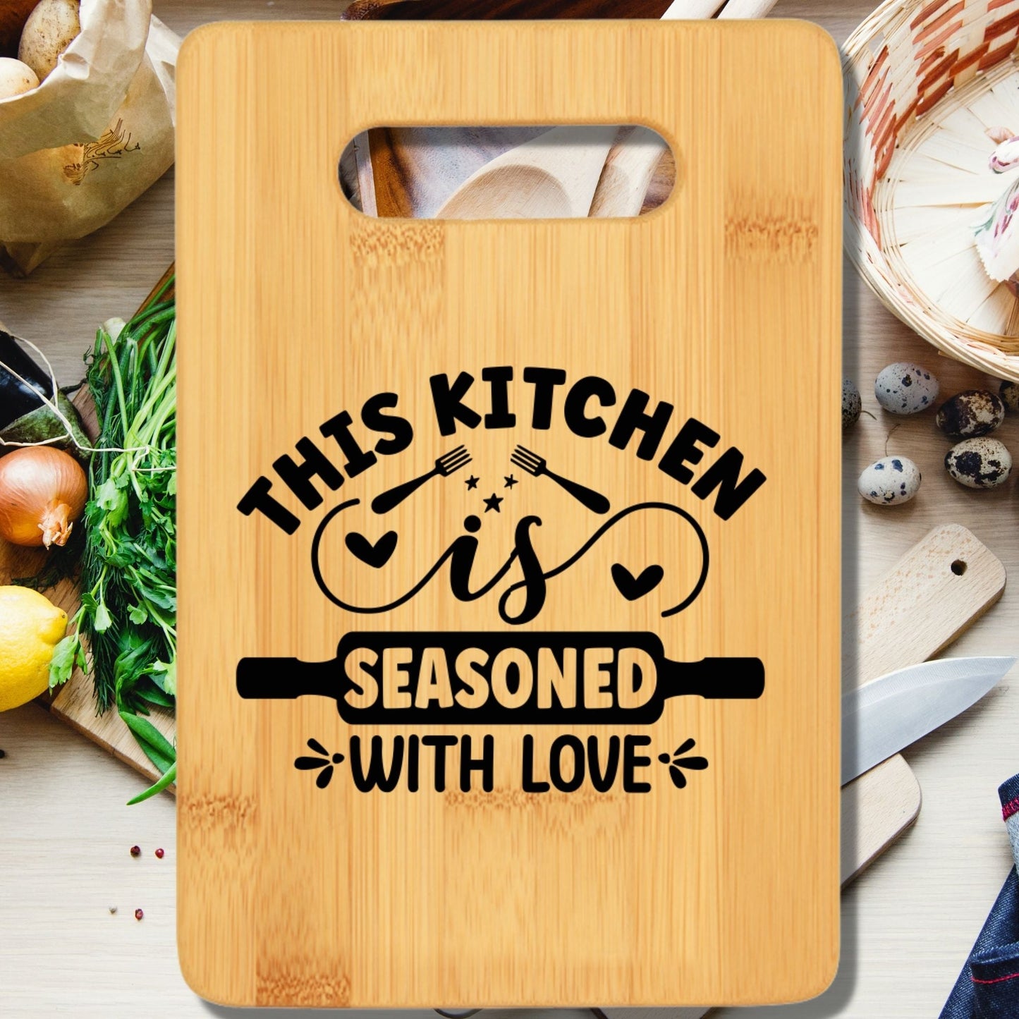 This Kitchen is Seasoned With Love Cutting Board v2 - We Love Your Gift