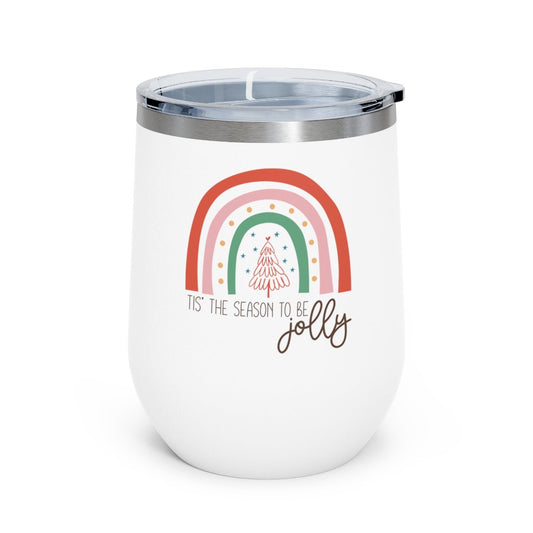 Tis' the Season To Be Jolly - Holiday 12oz Insulated Wine Tumbler - We Love Your Gift