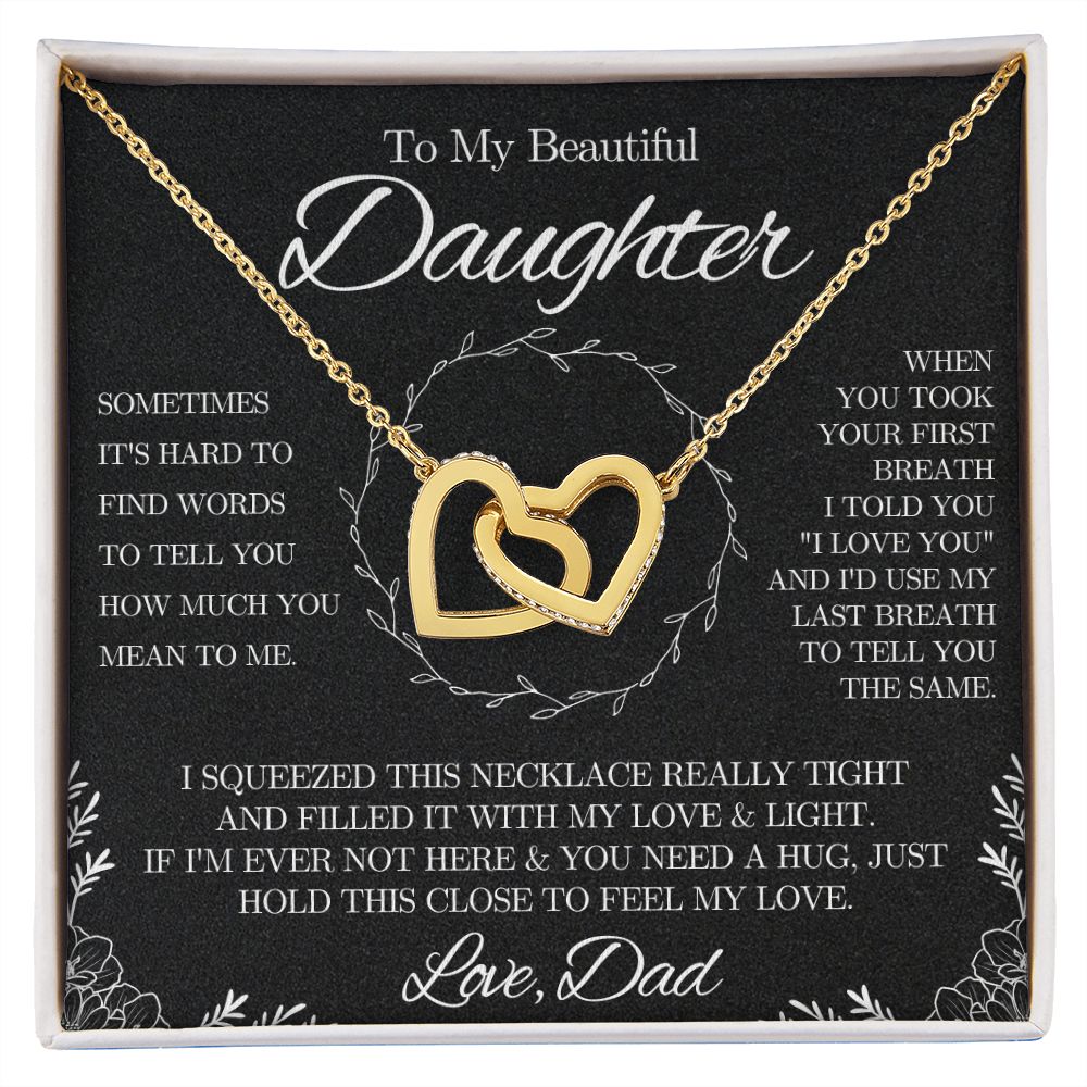 To My Beautiful Daughter from Dad - Interlocking Hearts Necklace - Black and White - We Love Your Gift