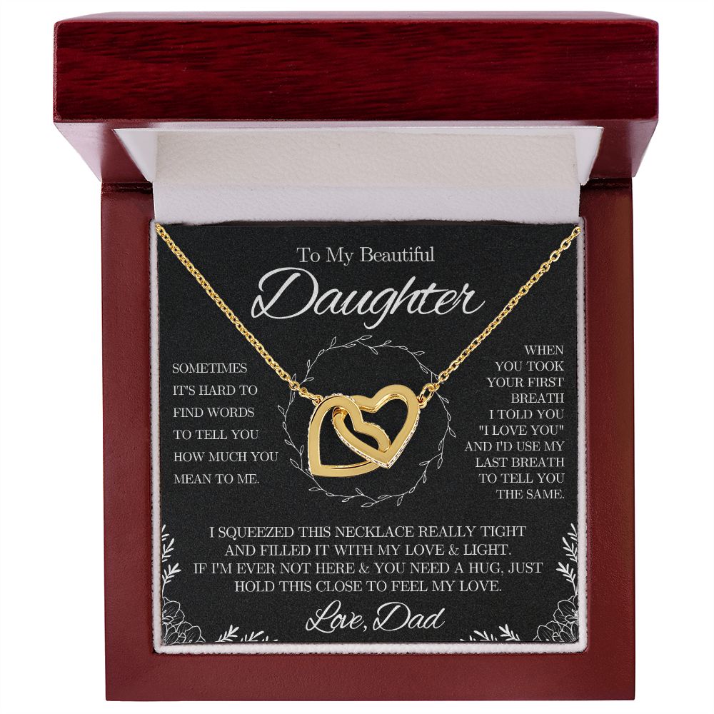 To My Beautiful Daughter from Dad - Interlocking Hearts Necklace - Black and White - We Love Your Gift