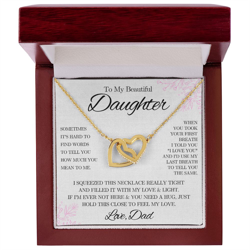 To My Beautiful Daughter from Dad - Interlocking Hearts Necklace - Pink Floral - We Love Your Gift