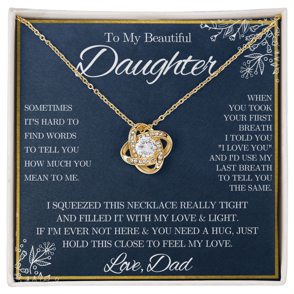 To My Beautiful Daughter from Dad - Love Knot Necklace - Blue Floral - We Love Your Gift