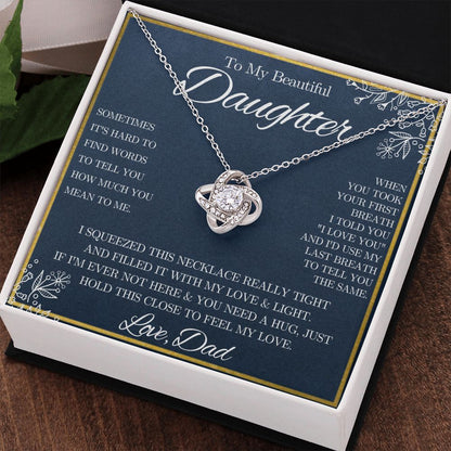 To My Beautiful Daughter from Dad - Love Knot Necklace - Blue Floral - We Love Your Gift