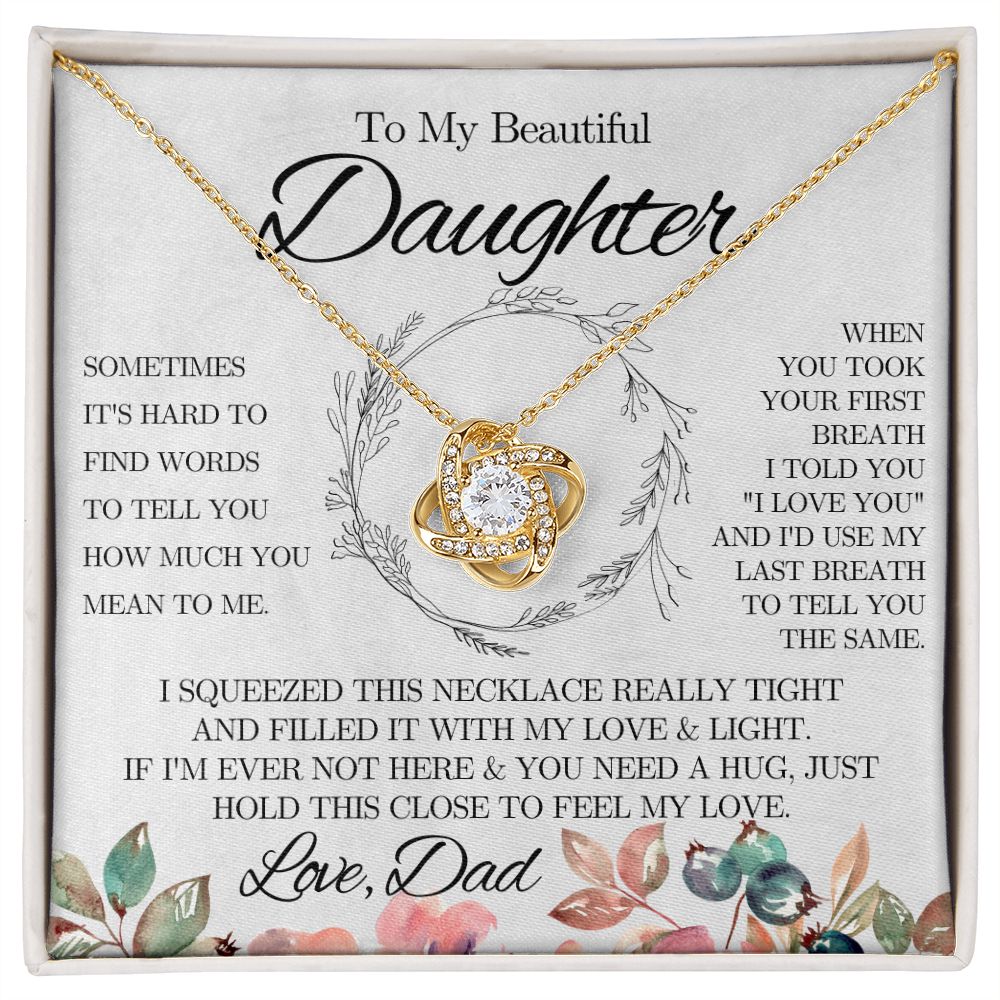 To My Beautiful Daughter from Dad - Love Knot Necklace - Pink - We Love Your Gift