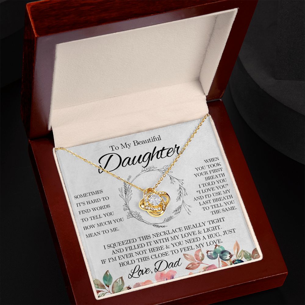 To My Beautiful Daughter from Dad - Love Knot Necklace - Pink - We Love Your Gift