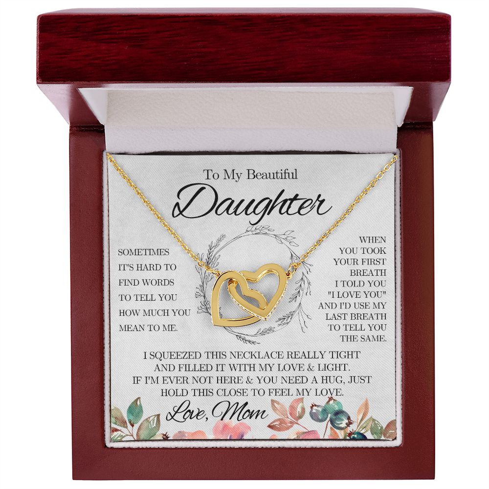 To My Beautiful Daughter from Mom - Interlocking Hearts Necklace - Pink - We Love Your Gift