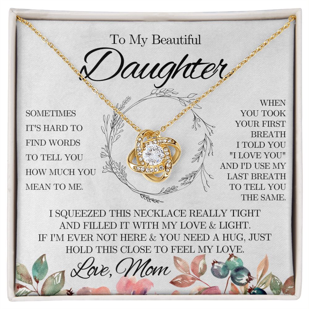 To My Beautiful Daughter from Mom - Love Knot Necklace - Pink - We Love Your Gift