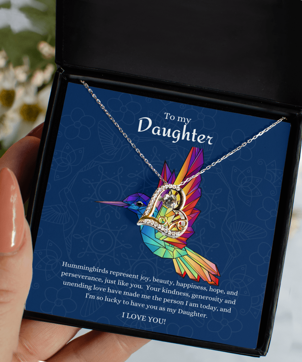 To My Daughter Hummingbird Joy Gift Jewelry with Message Card - We Love Your Gift