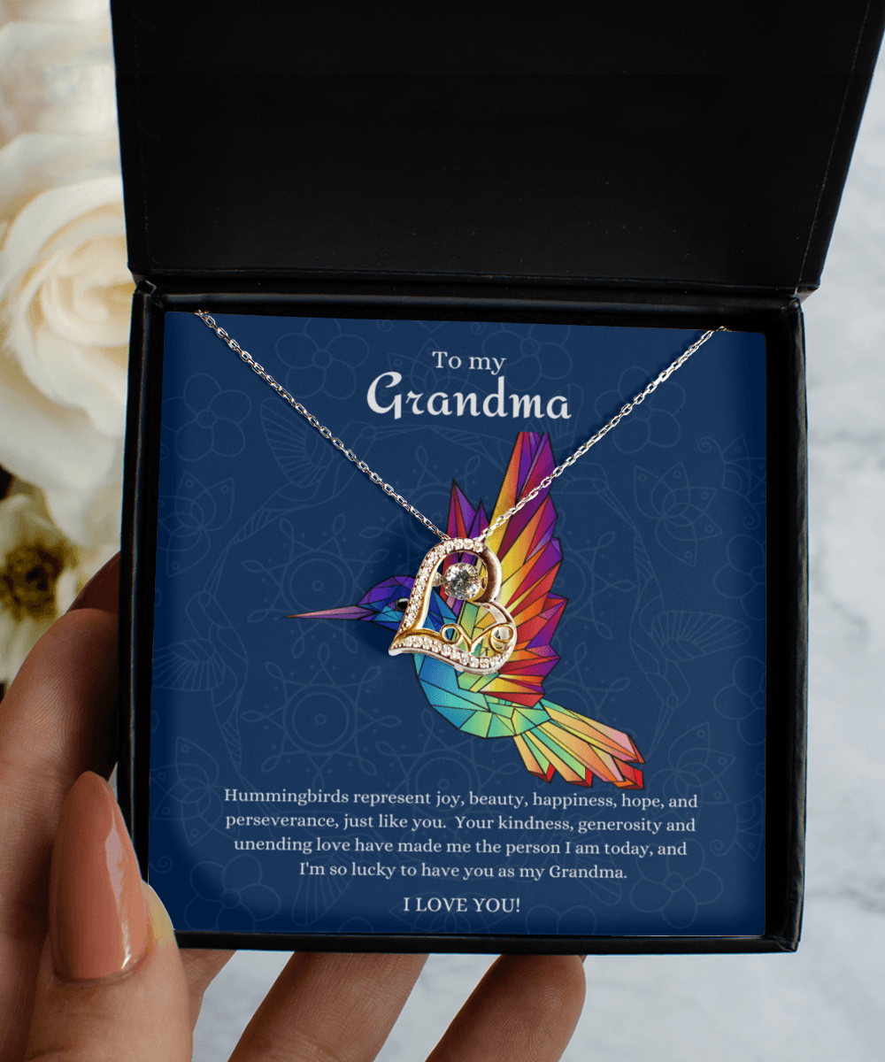 To My Grandma Hummingbird Joy Gift Jewelry with Message Card - We Love Your Gift